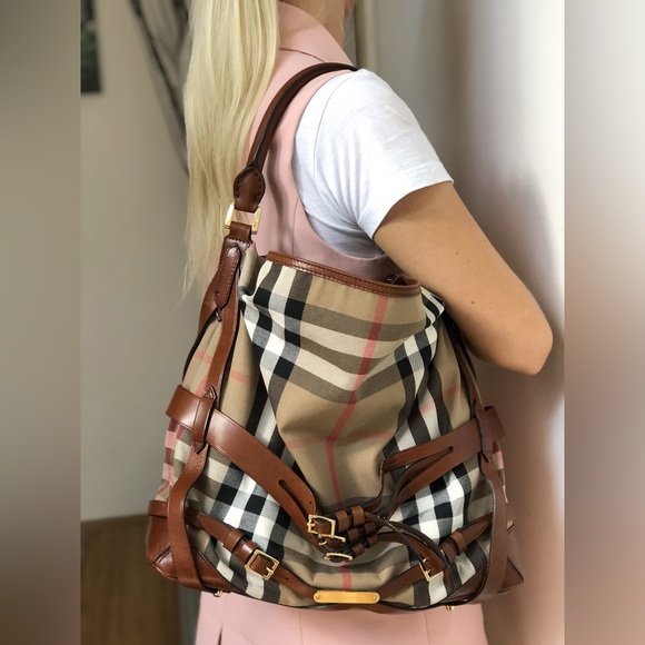 Burberry Bridle Gosford Hobo House Canvas Handbag - Picture 5 of 5